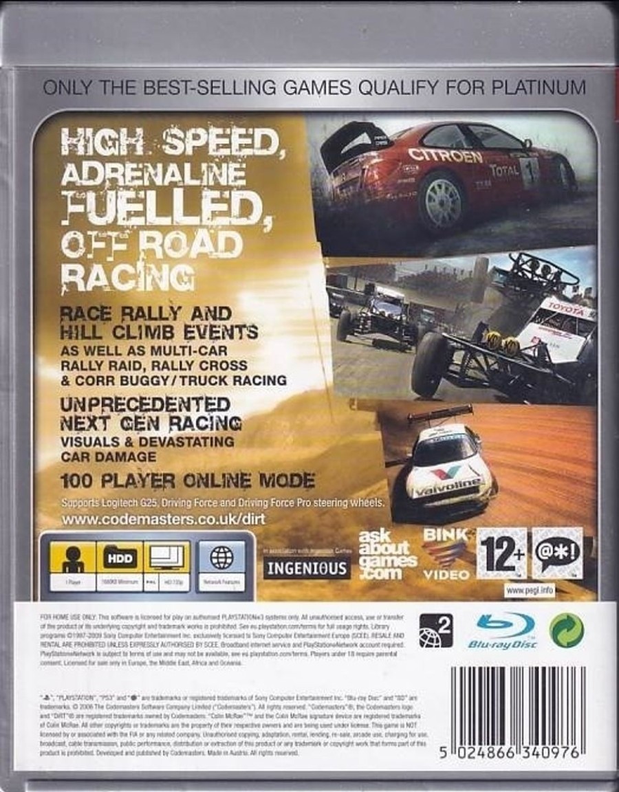 Retro Spillekonsoller EPIC PANDA Playstation 3 Ps3 Spil | Colin Mcrae Dirt - Ps3 Platinum (B Grade) (Genbrug)