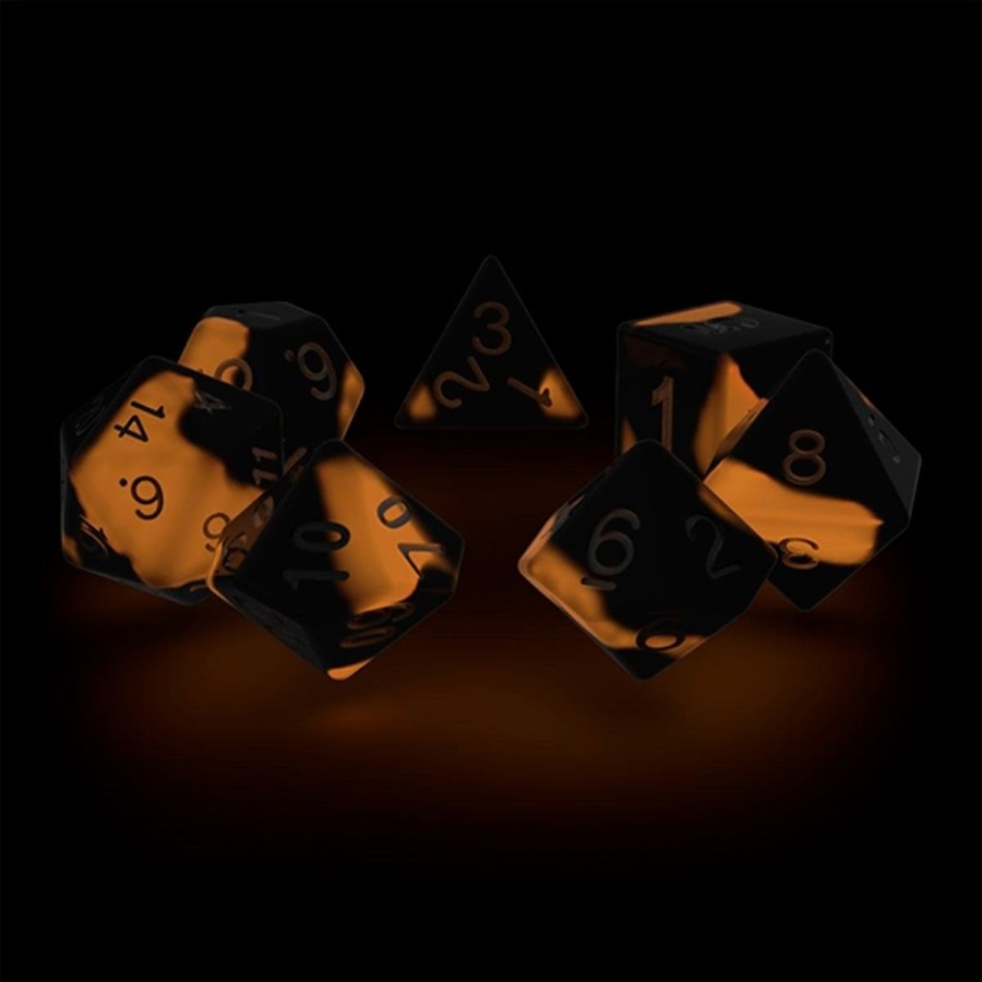 Rollespil EPIC PANDA Rollespilsterninger | Lava Glow In The Dark Dice Set - Rollespilsterninger - Oakie Doakie Dice