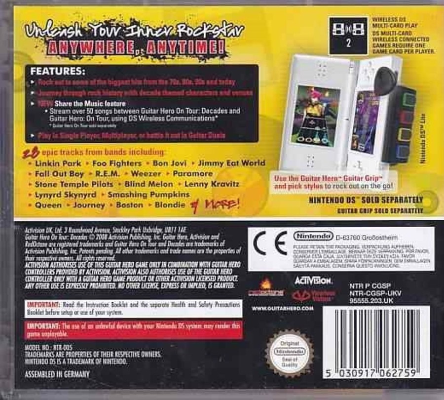 Retro Spillekonsoller EPIC PANDA Nintendo Ds Spil | Guitar Hero On Tour Decades - Nintendo Ds (A Grade) (Genbrug)