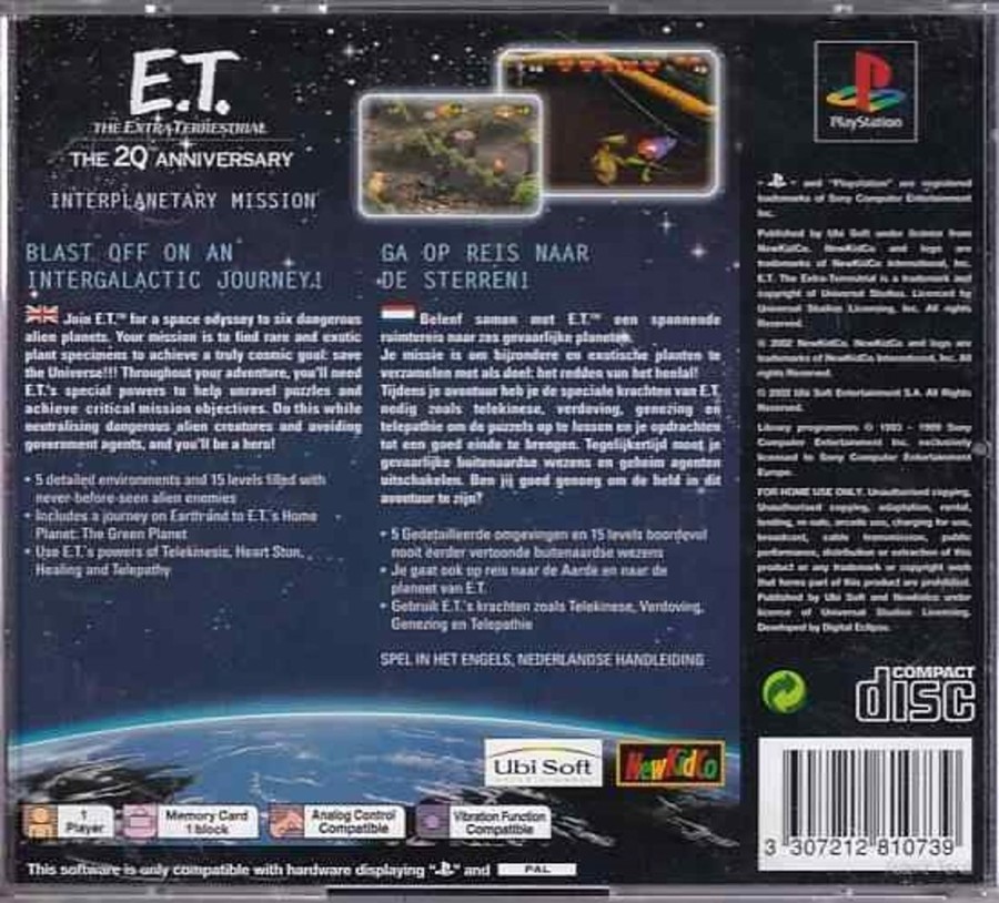 Retro Spillekonsoller EPIC PANDA Playstation 1 Ps1&Psx Spil | E.T. The Extra-Terrestrial Interplanetary Mission - Ps1 (B Grade) (Genbrug)