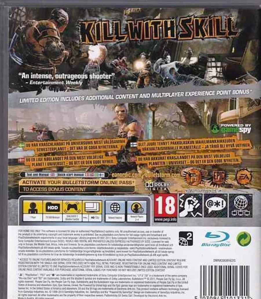 Retro Spillekonsoller EPIC PANDA Playstation 3 Ps3 Spil | Bulletstorm Limited Edition - Ps3 (B Grade) (Genbrug)