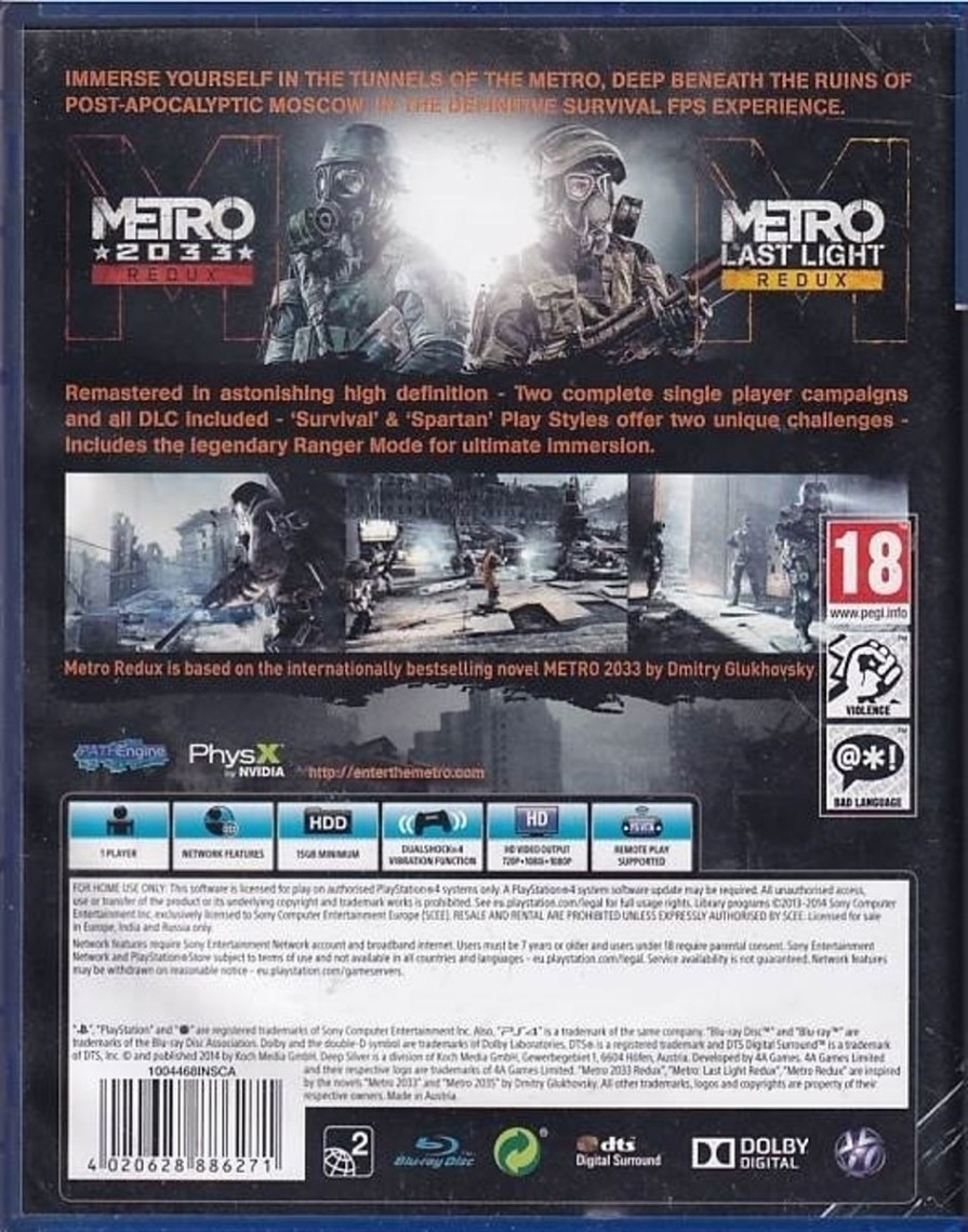 Retro Spillekonsoller EPIC PANDA Playstation 4 Ps4 Spil | Metro Redux - Ps4Spil (B Grade) (Genbrug)