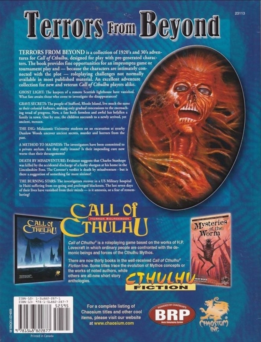 Rollespil EPIC PANDA Call Of Cthulhu | Call Of Cthulhu - 6Th Edition - Terrors From Beyond (B-Grade) (Genbrug)