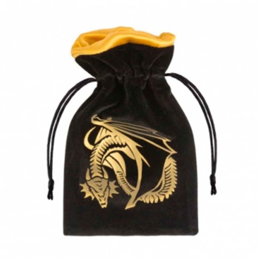 Rollespil EPIC PANDA Terningeposer | Dragon Black And Gold Velour - Dice Bag - Q Workshop