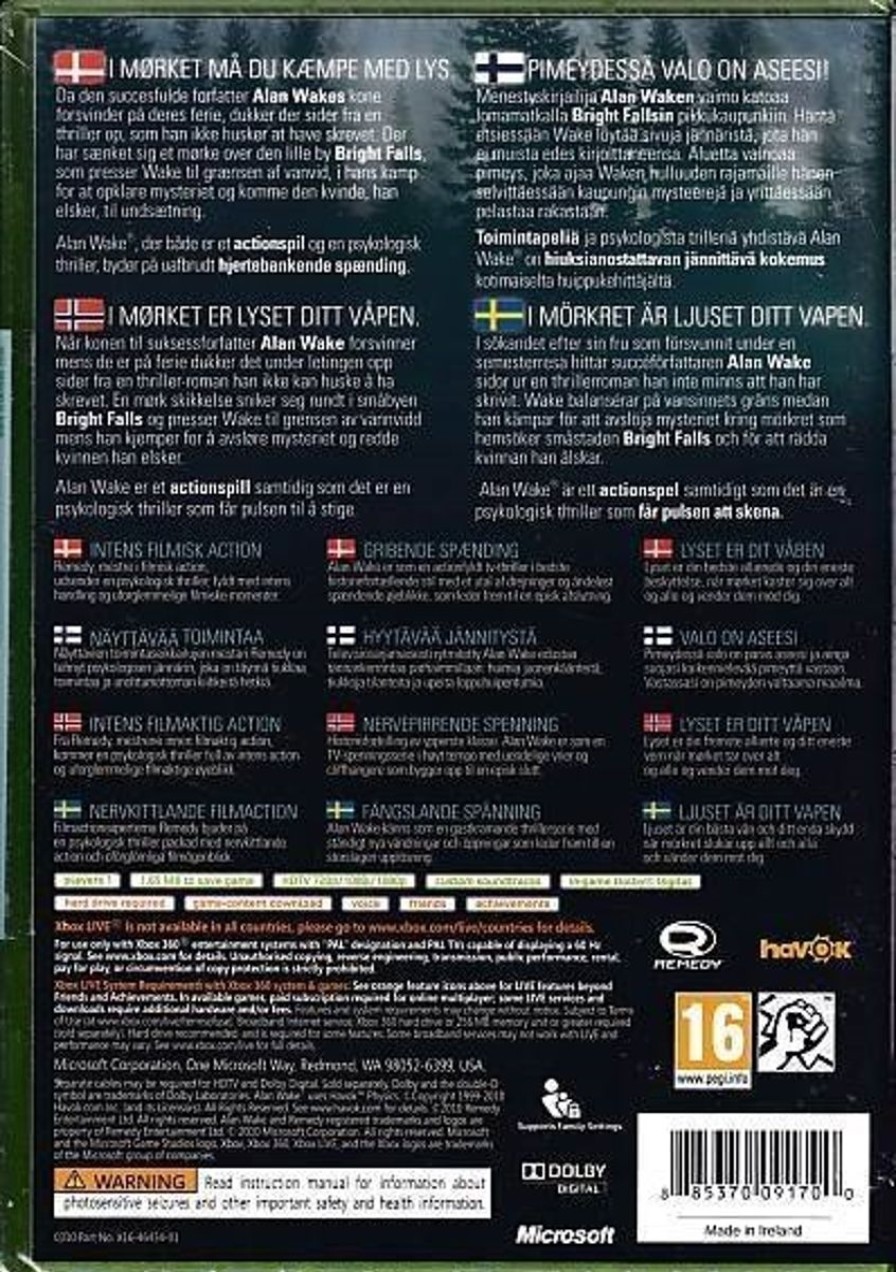 Retro Spillekonsoller EPIC PANDA Xbox 360 Spil | Alan Wake - Xbox Live - Xbox 360 (A Grade) (Genbrug)