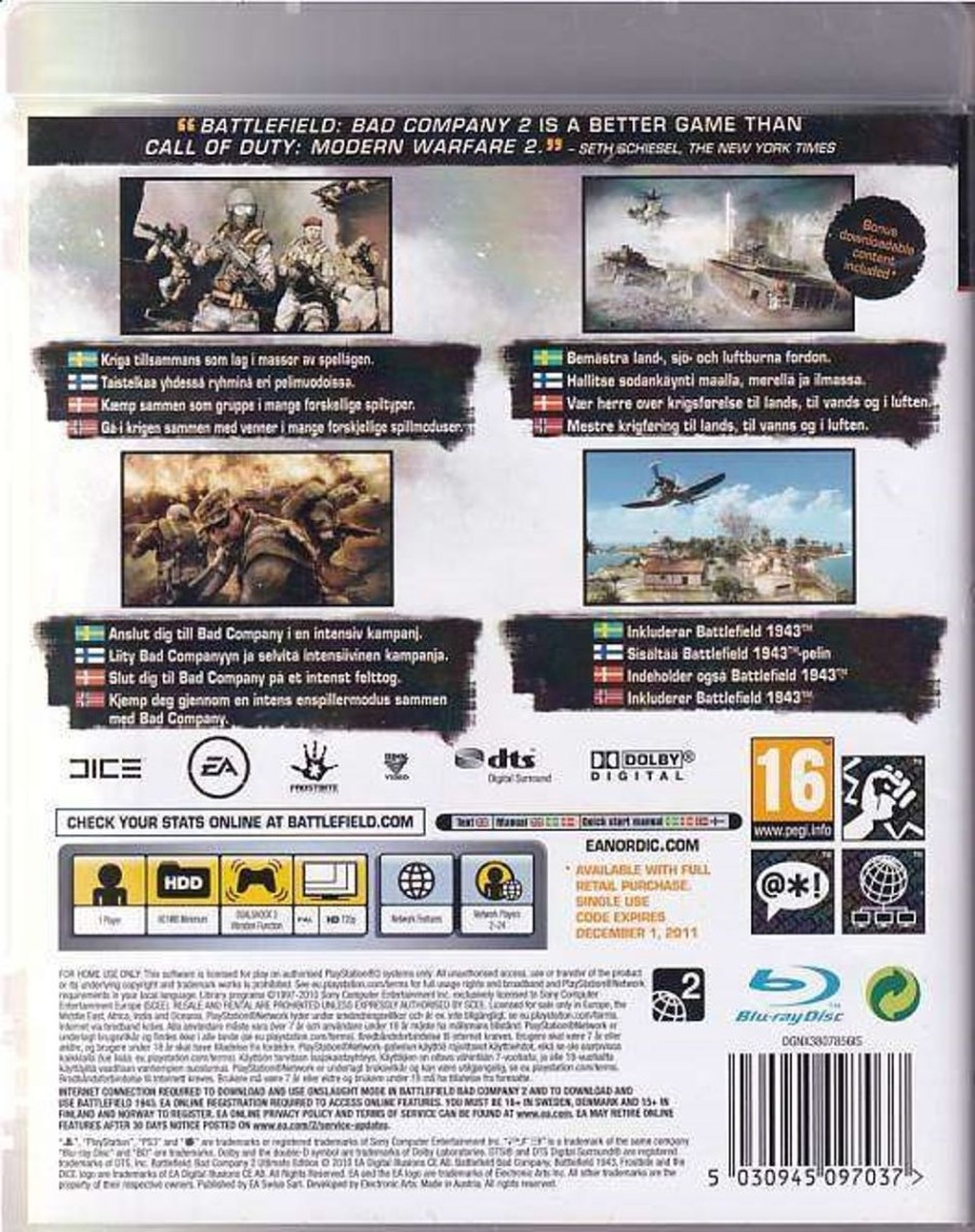 Retro Spillekonsoller EPIC PANDA Playstation 3 Ps3 Spil | Battlefield Bad Company 2 Ultimate Edition - Ps3 (B Grade) (Genbrug)