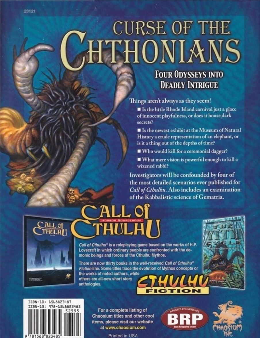 Rollespil EPIC PANDA Call Of Cthulhu | Call Of Cthulhu - 6Th Edition - Curse Of The Chthonians (B-Grade) (Genbrug)