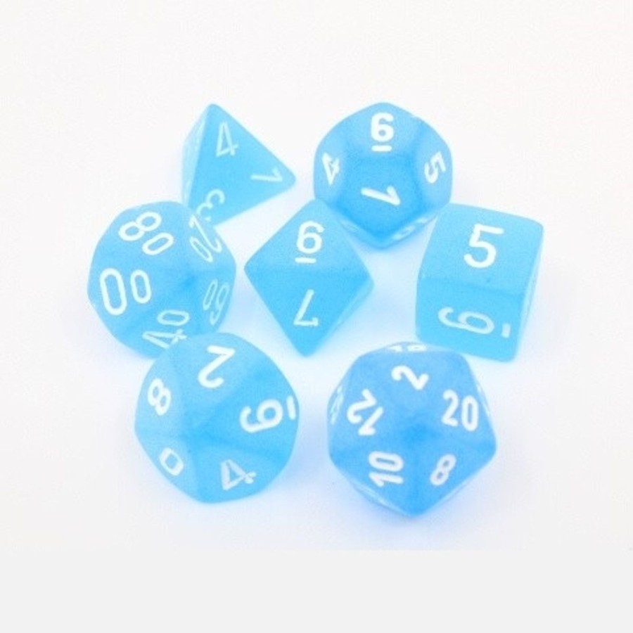 Rollespil EPIC PANDA Rollespilsterninger | Frosted Caribbean Blue With White Dice Set - Rollespislterninger - Chessex