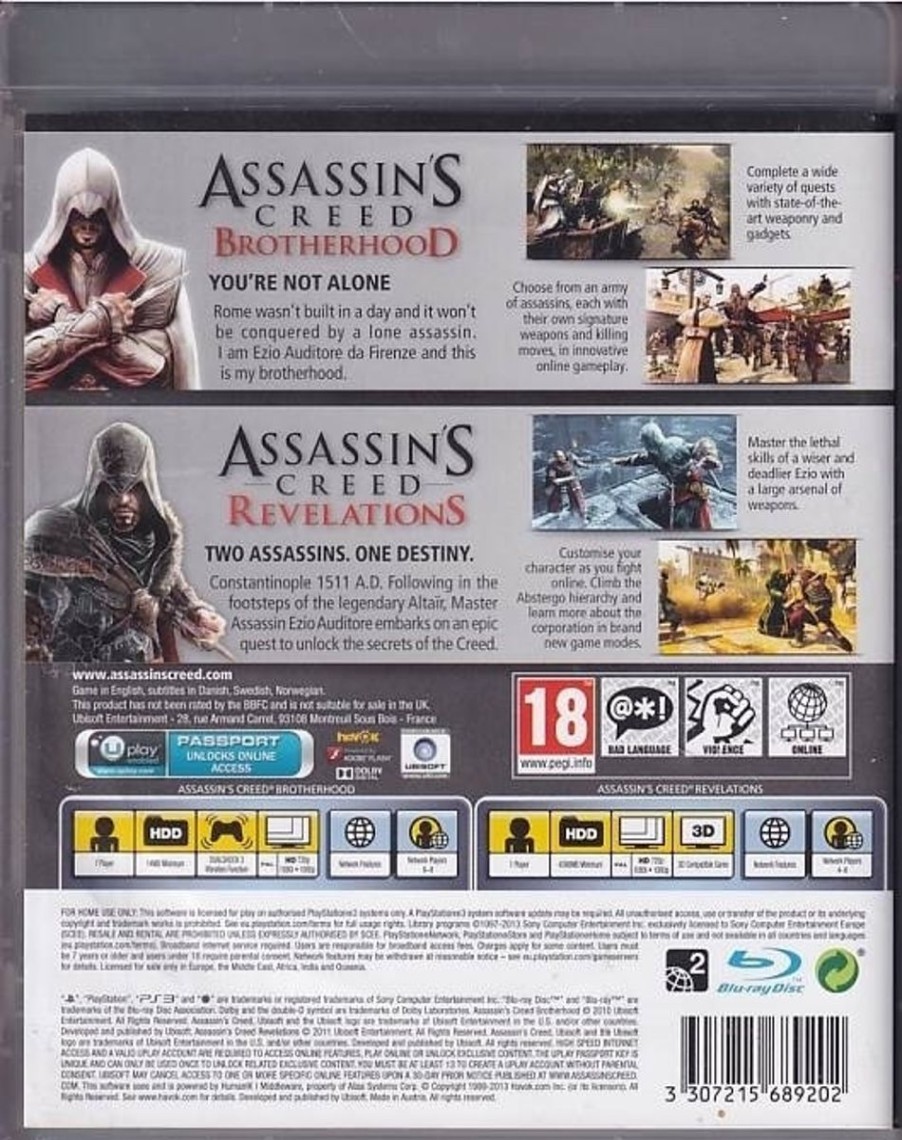 Retro Spillekonsoller EPIC PANDA Playstation 3 Ps3 Spil | Assassins Creed Brotherhood + Revelations - Ps3 (B Grade) (Genbrug)