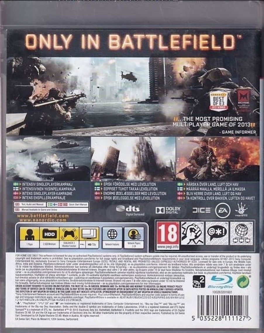 Retro Spillekonsoller EPIC PANDA Playstation 3 Ps3 Spil | Battlefield 4 - Ps3 (B Grade) (Genbrug)