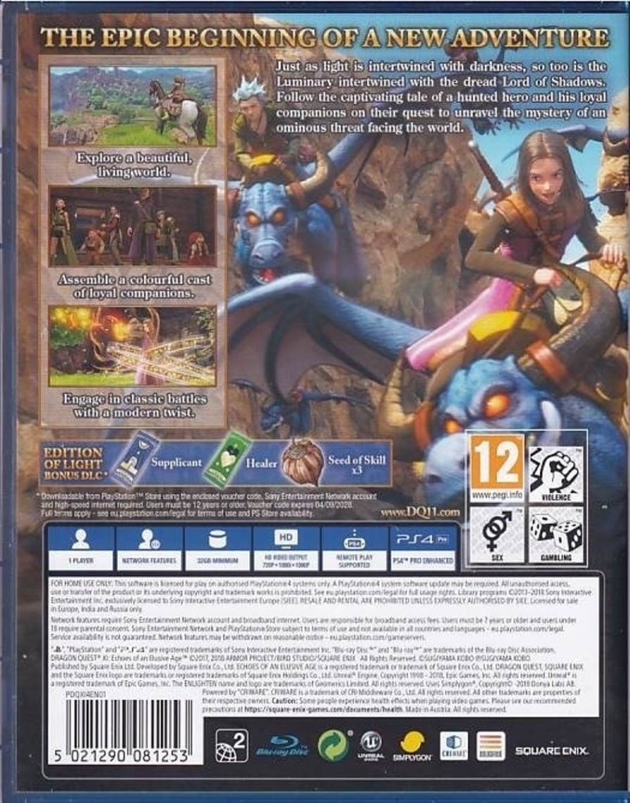 Retro Spillekonsoller EPIC PANDA Playstation 4 Ps4 Spil | Dragon Quest 11 Echoes Of An Elusive Age - Ps4 Spil (A Grade) (Genbrug)