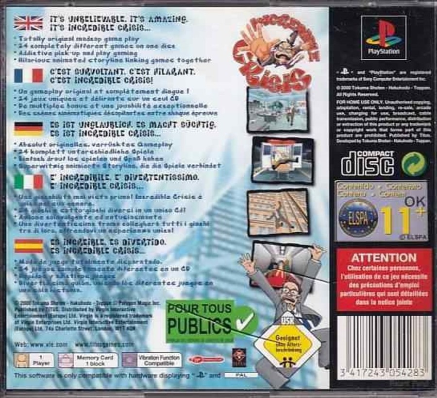 Retro Spillekonsoller EPIC PANDA Playstation 1 Ps1&Psx Spil | Incredible Crisis - Ps1 (A Grade) (Genbrug)