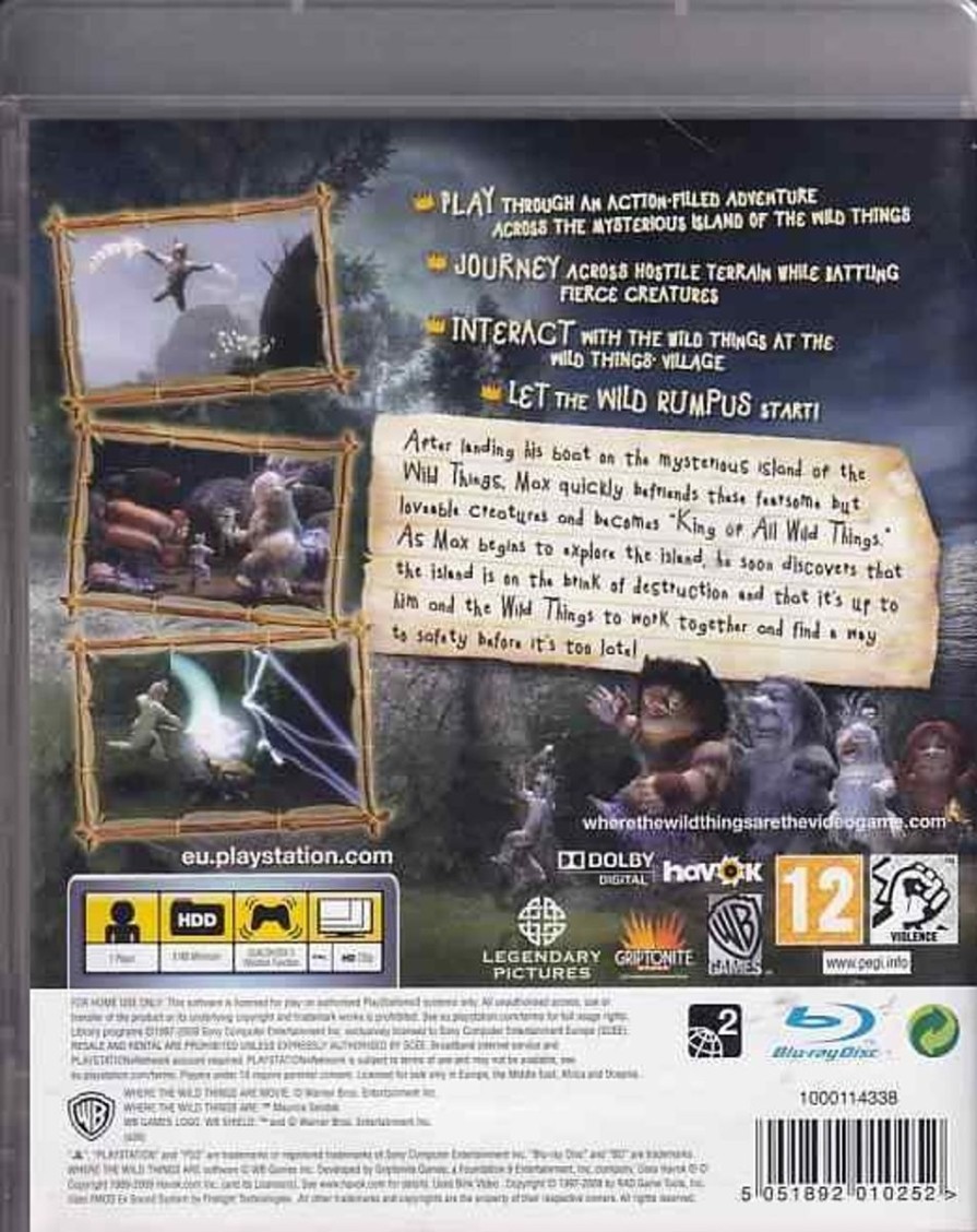 Retro Spillekonsoller EPIC PANDA Playstation 3 Ps3 Spil | Where The Wild Things Are The Videogame - Ps3 (B Grade) (Genbrug)