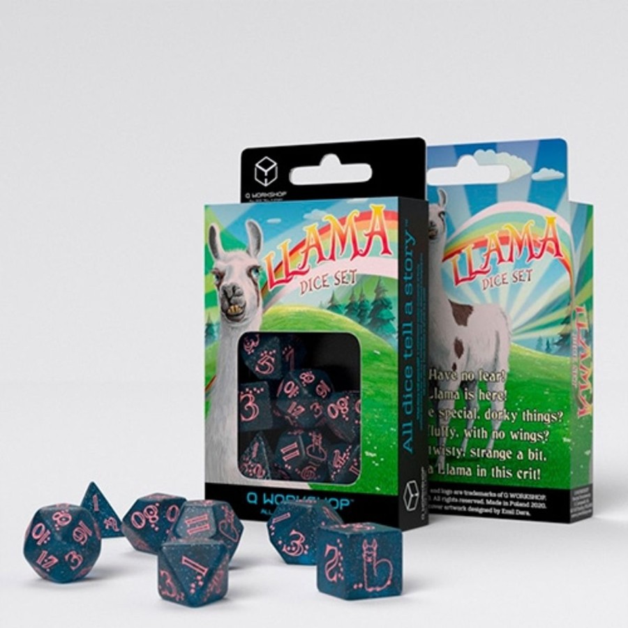 Rollespil EPIC PANDA Rollespilsterninger | Sparkling Llama Dice Set Blue And Pink - Rollespilsterninger - Q-Workshop