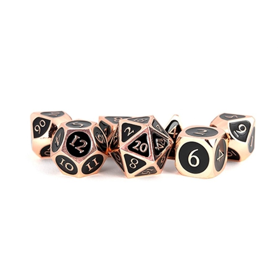 Rollespil EPIC PANDA Rollespilsterninger | Antique Copper With Black Enamel Metal Dice Set - Rollespilsterninger - Metallic Dice Games