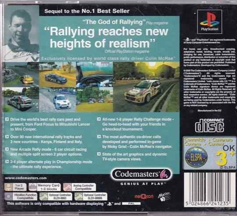 Retro Spillekonsoller EPIC PANDA Playstation 1 Ps1&Psx Spil | Colin Mcrae Rally 2.0 - Ps1 (B Grade) (Genbrug)