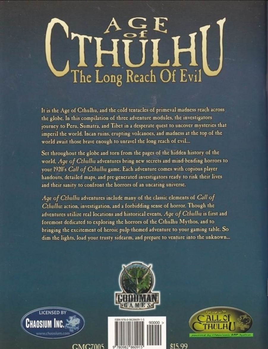 Rollespil EPIC PANDA Call Of Cthulhu | Call Of Cthulhu - 6Th Edition - Age Of Cthulhu Vol 5 - The Long Reach Of Evil (B-Grade) (Genbrug)