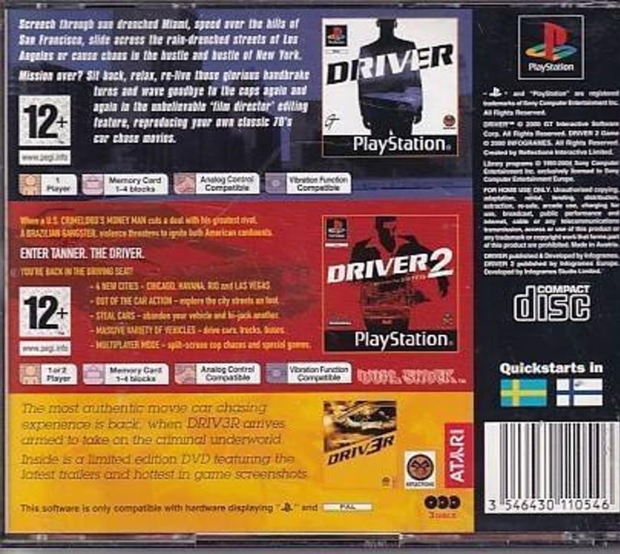 Retro Spillekonsoller EPIC PANDA Playstation 1 Ps1&Psx Spil | Driver Og Driver 2 - Ps1 (B Grade) (Genbrug)