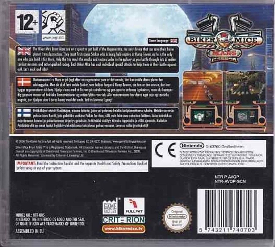 Retro Spillekonsoller EPIC PANDA Nintendo Ds Spil | Biker Mice From Mars - Nintendo Ds (A Grade) (Genbrug)