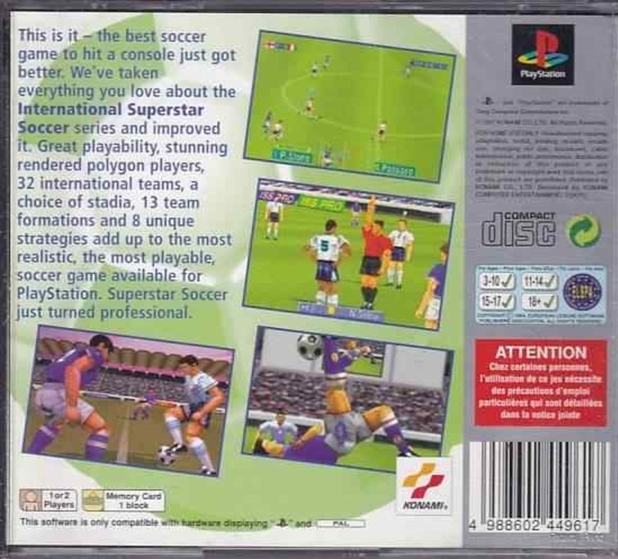 Retro Spillekonsoller EPIC PANDA Playstation 1 Ps1&Psx Spil | International Superstar Soccer Pro - Platinum - Ps1 (B Grade) (Genbrug)