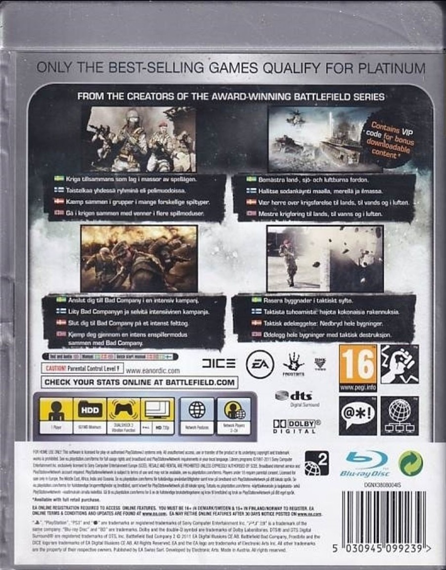 Retro Spillekonsoller EPIC PANDA Playstation 3 Ps3 Spil | Battlefield Bad Company 2 - Platinum - Ps3 (B Grade) (Genbrug)