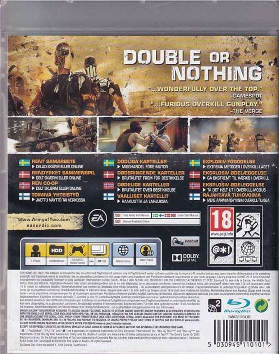 Retro Spillekonsoller EPIC PANDA Playstation 3 Ps3 Spil | Army Of Two The Devils Cartel - Ps3 (B Grade) (Genbrug)