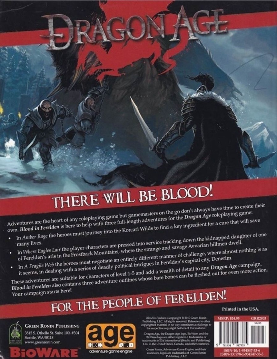 Rollespil EPIC PANDA Dragon Age Roleplaying Game | Bundle Dragon Age Roleplaying Game - Core Rulebook And Blood In Ferelden (B Grade) (Genbrug)