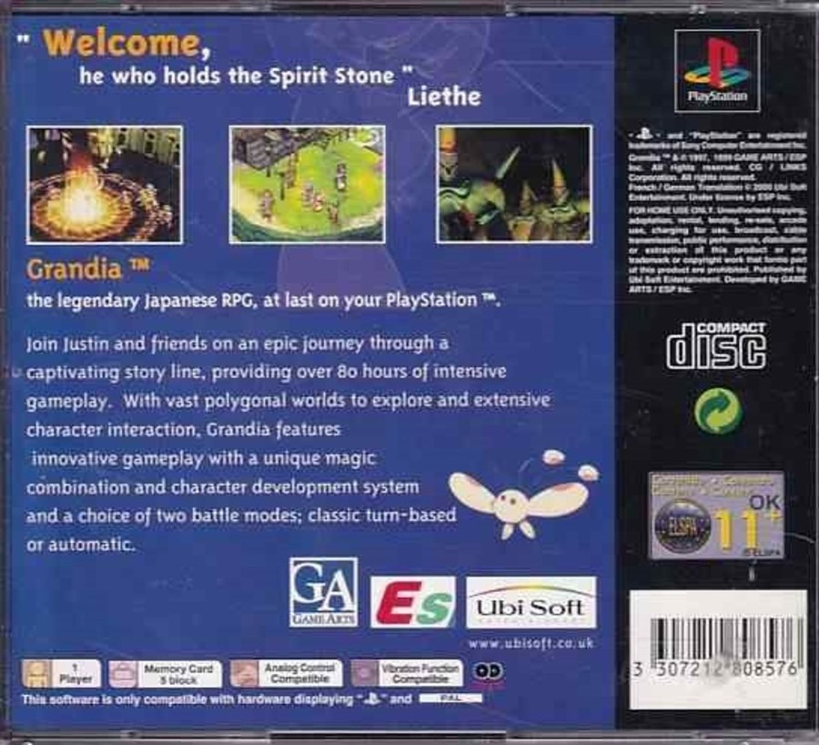 Retro Spillekonsoller EPIC PANDA Playstation 1 Ps1&Psx Spil | Grandia - Ubisoft Exclusive - Ps1 (B Grade) (Genbrug)