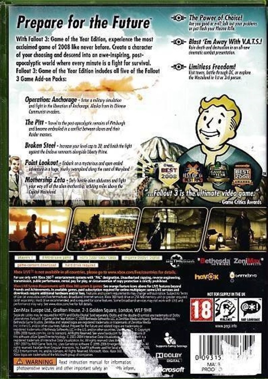 Retro Spillekonsoller EPIC PANDA Xbox 360 Spil | Fallout 3 - Game Of The Year Edition - Xbox Live - Xbox 360 (B Grade) (Genbrug)