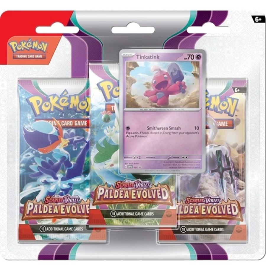 Tcg Kortspil EPIC PANDA Pokemon Serie Scarlet & Violet 2 Paldea Evolved | Pokemon Scarlet & Violet 2 - Paldea Evolved - 3-Pack Blister - Tinkatink